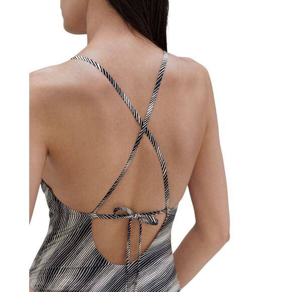 NWT Everlane Swim The String One Piece Bathing Suit in Black White Stripe Size S - Picture 5 of 8